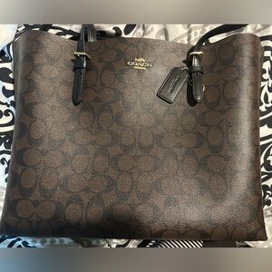 COACH Brown/Black Signature Mollie Tote Bag